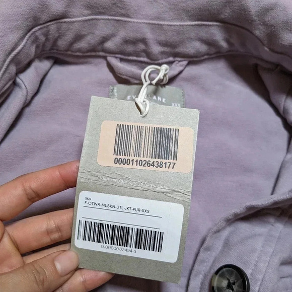 NEW Everlane Purple Moleskin Utility Jacket Organic Cotton XXS Pockets - Picture 6 of 11